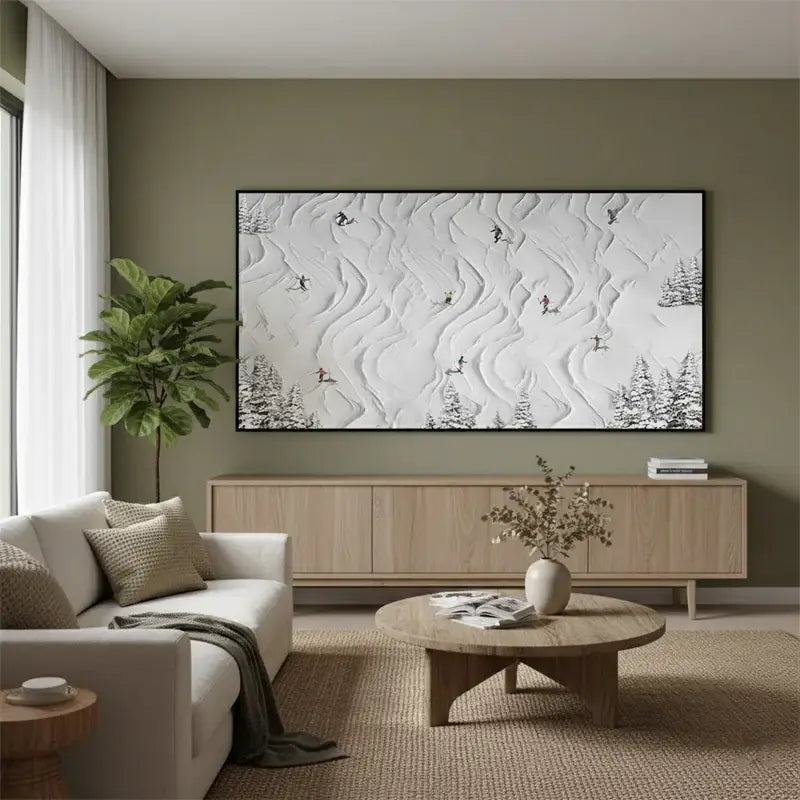 Skiing Sport Art Textured Painting Canvas #WM16 ArtiQuo