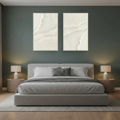 Plaster Art Minimalist Textured Paintings Set of 2 #WM17 ArtiQuo