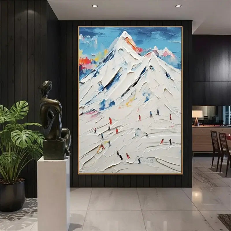 Skiing Sport Art Textured Painting Canvas #WM25 ArtiQuo
