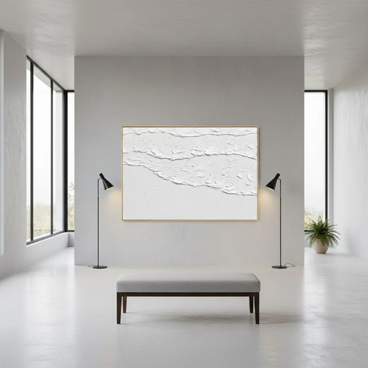 White Minimalist Textured Painting Canvas #WM32 ArtiQuo
