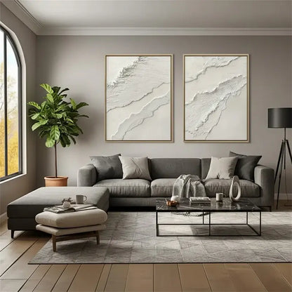 Plaster Art Minimalist Textured Paintings Set of 2 #WM24 ArtiQuo