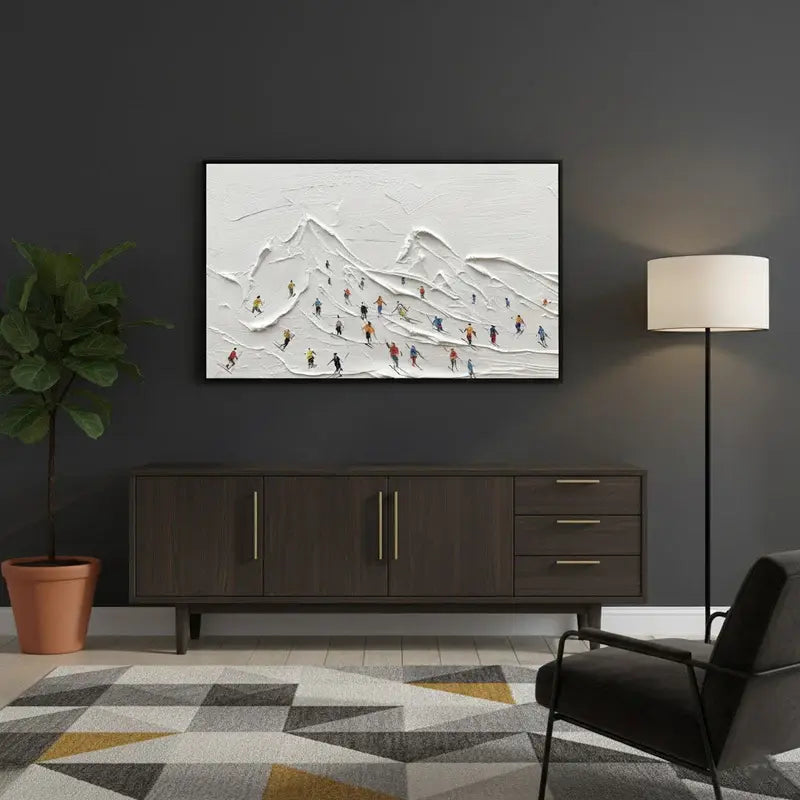 Skiing Sport Art Textured Painting Canvas #WM33 ArtiQuo