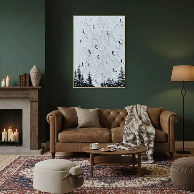 Skiing Sport Art Textured Painting Canvas #26 ArtiQuo