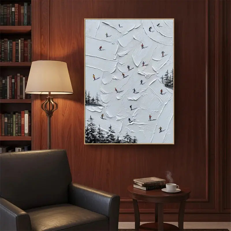 Skiing Sport Art Textured Painting Canvas #34 ArtiQuo