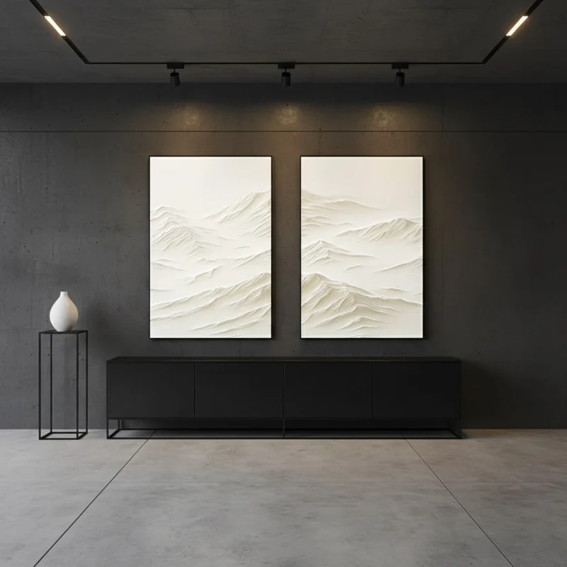 Plaster Art Minimalist Textured Paintings Set of 2 #WM35 ArtiQuo