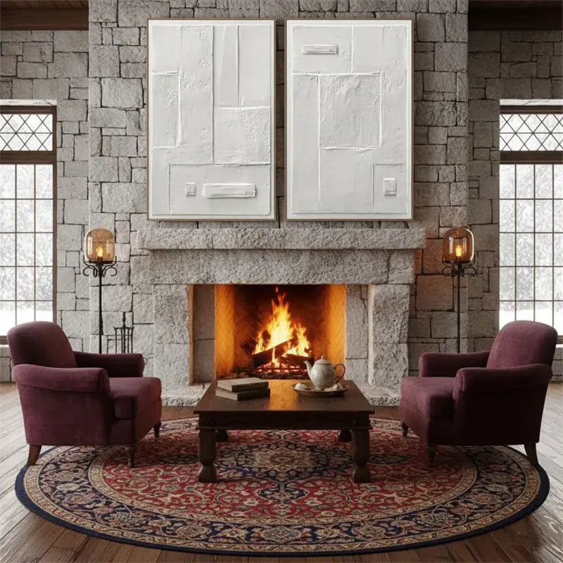 White Minimalist Textured Paintings Canvas Set of 2 #WM37 ArtiQuo