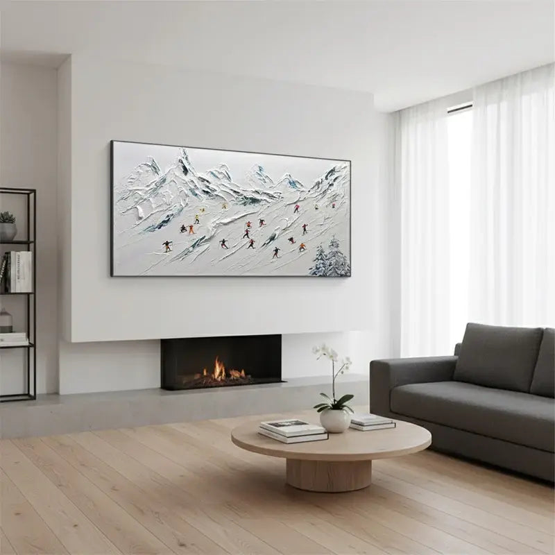 Skiing Sport Art Textured Painting Canvas #WM39 ArtiQuo