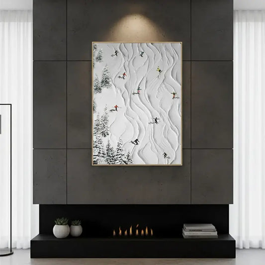 Skiing Sport Art Textured Painting Canvas #WM3 ArtiQuo