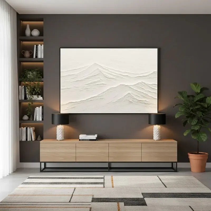 White Minimalist Textured Painting Canvas #WM4 ArtiQuo