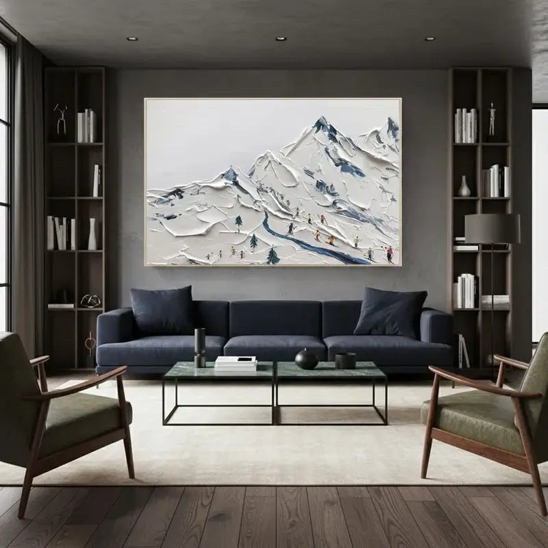Skiing Sport Art Textured Painting Canvas #WM5 ArtiQuo