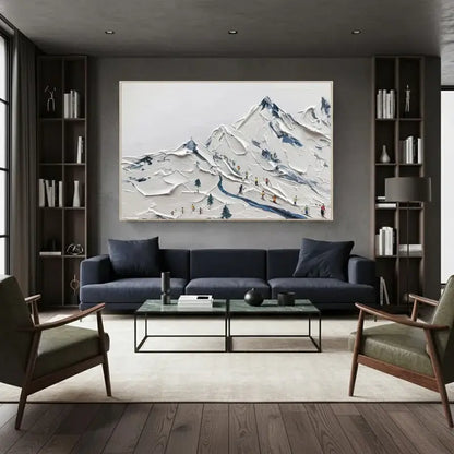 Skiing Sport Art Textured Painting Canvas #WM5 ArtiQuo
