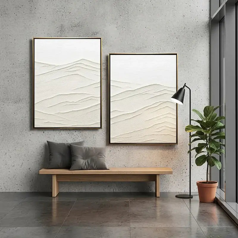 Plaster Art Minimalist Textured Paintings Set of 2 #WM9 ArtiQuo