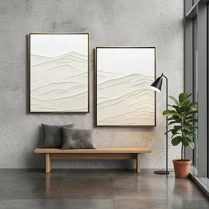 Plaster Art Minimalist Textured Paintings Set of 2 #WM9 ArtiQuo